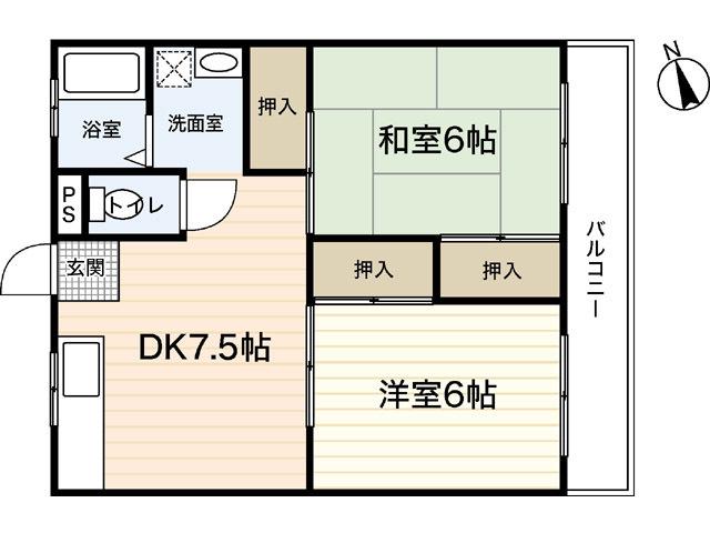 ファビス長束(2DK/3階)の間取り写真