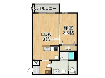 ROBOTHOME唐原(1LDK/1階)の間取り写真