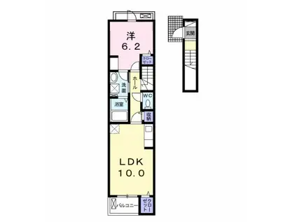 MAISON・PLACIDO(1LDK/2階)の間取り写真