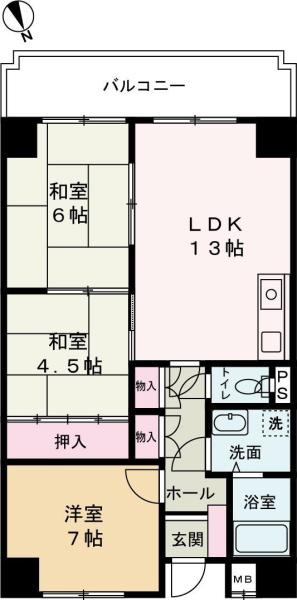 アルコ・ラ・カーサ佃町II(3LDK/4階)の間取り写真