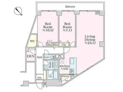 グラマシー恵比寿(2LDK/7階)の間取り写真