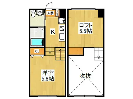 CHALET東中山(1K/2階)の間取り写真