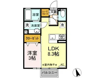 ウィステリア(1LDK/2階)の間取り写真