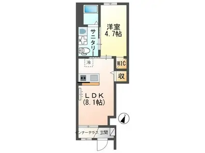 ファイン・ヴィラVII(1LDK/1階)の間取り写真