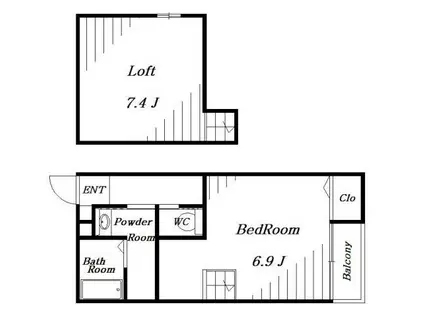 ESCADA SOGA(1SK/2階)の間取り写真