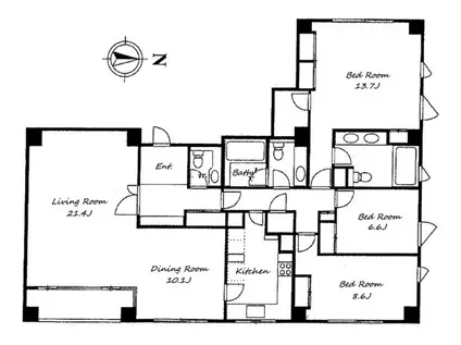 ルグラン三番町(3LDK/5階)の間取り写真