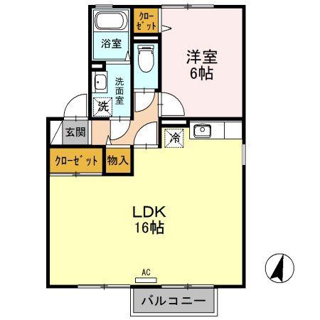 フレーズ・ヴェルジェ(1LDK/2階)の間取り写真
