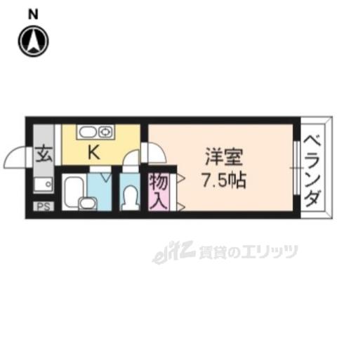 アルカディア堂山(1K/4階)の間取り写真
