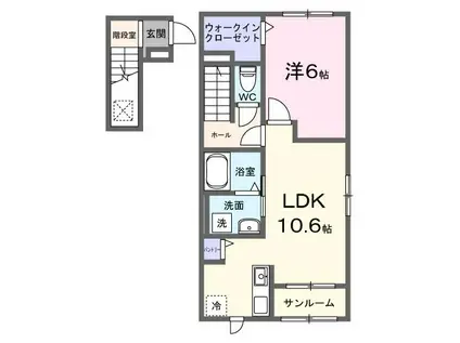 ティ アーモ トレ(1LDK/2階)の間取り写真