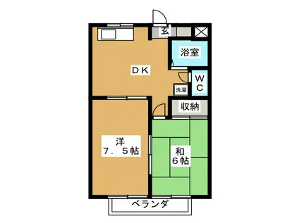 ビューハイツ榊原A(2DK/3階)の間取り写真