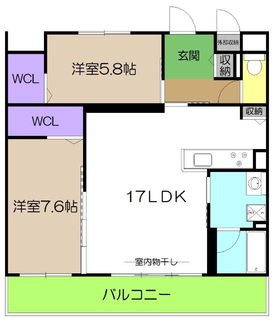 パルクエンテ(2LDK/1階)の間取り写真