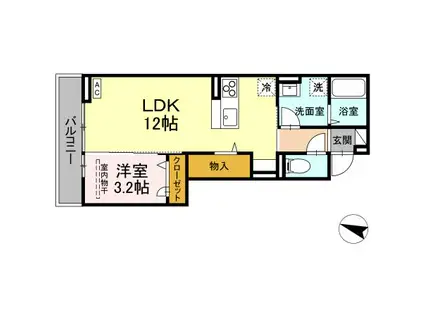 ラ・ヴィータ(1LDK/3階)の間取り写真