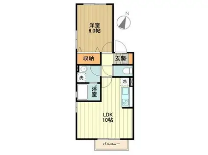 リヴェールAB(1LDK/2階)の間取り写真