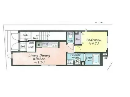 シャロンスプリング(1LDK/1階)の間取り写真