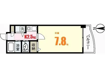 シャイン中筋(1K/4階)の間取り写真