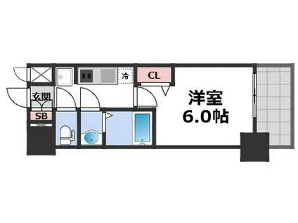 プレサンス鶴橋トレヴィエ(1K/7階)の間取り写真