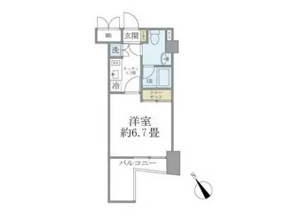 KDXレジデンス門前仲町(1K/8階)の間取り写真