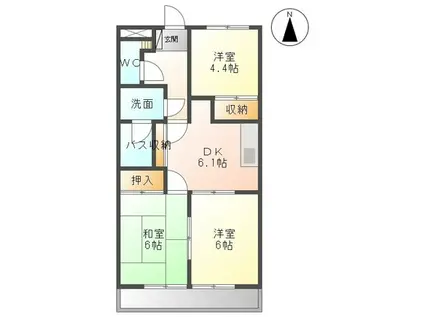 プレジールB(3DK/1階)の間取り写真