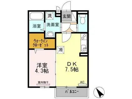 ひまわり(1DK/2階)の間取り写真