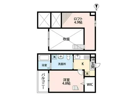 LA TERRE庄内通(1K/1階)の間取り写真