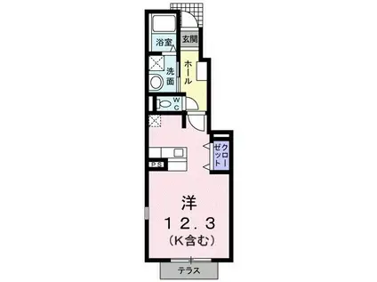 アウローラII(ワンルーム/1階)の間取り写真