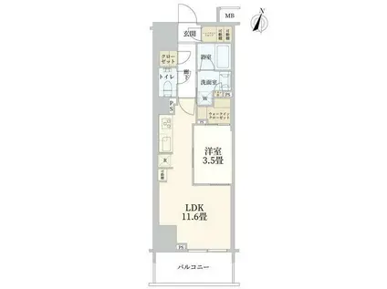 リビオ北品川リバーサイドテラス(1LDK/2階)の間取り写真