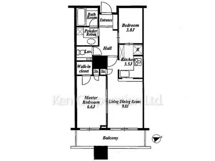 白金タワー(1SLDK/21階)の間取り写真