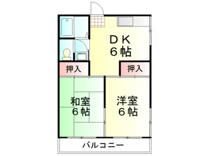 シオミハイツ(2DK/2階)の間取り写真