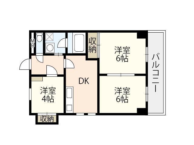 アップルビル(3DK/4階)の間取り写真