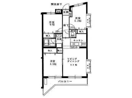 オリジン・ドゥ・テンプルII(3LDK/3階)の間取り写真