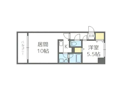 グランカーサ南13条(1LDK/3階)の間取り写真