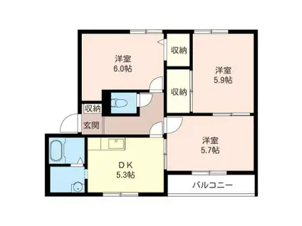 アド・ザックス本城B(3K/2階)の間取り写真