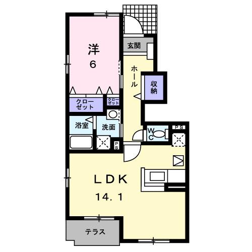 ル コルヌイエB(1LDK/1階)の間取り写真