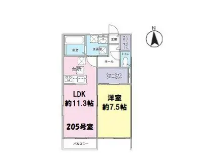 はなこーぽ清新(1LDK/2階)の間取り写真