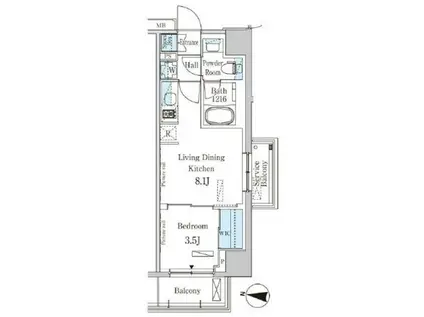 パークアクシス木場キャナル ウエスト(1LDK/6階)の間取り写真