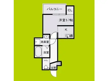 カーサフォルトゥナート堺石津駅前(1K/3階)の間取り写真