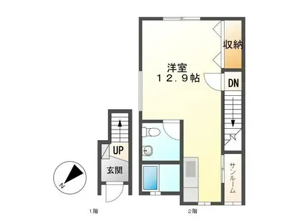 メゾン・ド・ショコラ(ワンルーム/2階)の間取り写真