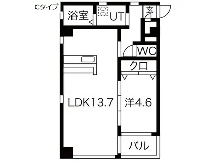 QULIO BLUE(1LDK/2階)の間取り写真