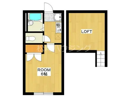 カームビレッジ(1K/2階)の間取り写真