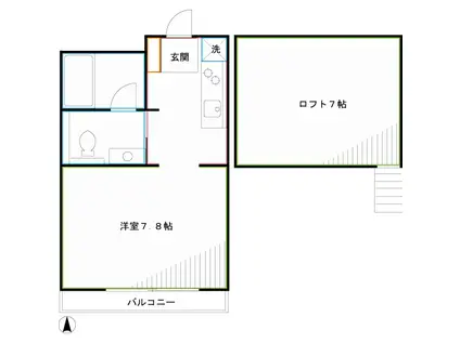 メゾン アズール(1K/2階)の間取り写真