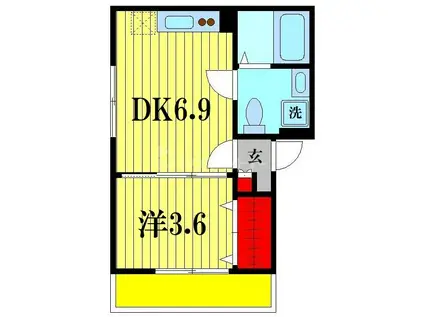 AJ新松戸II(1DK/3階)の間取り写真