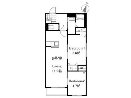 CREDIBLE(2LDK/3階)の間取り写真
