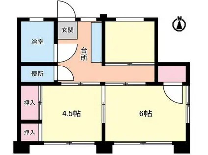 水村マンション(2K/4階)の間取り写真