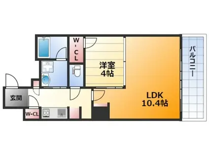GATECOURT HIGASHIMIKUNI(1LDK/7階)の間取り写真