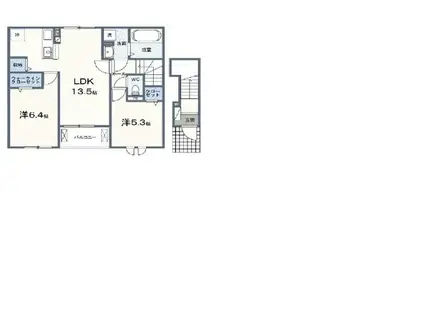 ファミーユタチバナ(2LDK/2階)の間取り写真
