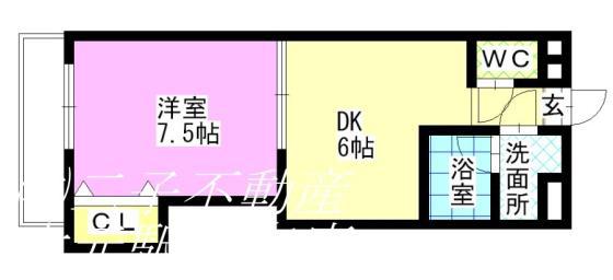 ピュアベルデ医大南(1DK/1階)の間取り写真