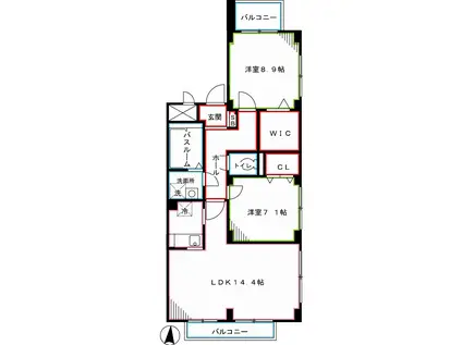 トリアード(2LDK/1階)の間取り写真