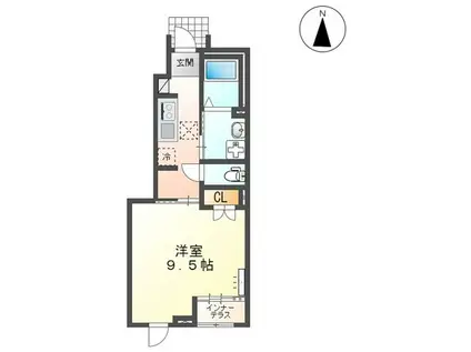 LILY(1K/1階)の間取り写真