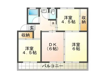 川田コーポラスA(3DK/3階)の間取り写真