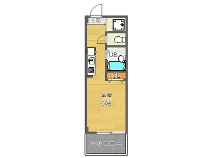 イーズIII(ワンルーム/1階)の間取り写真